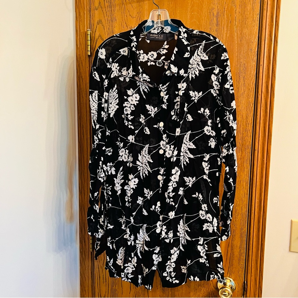 Lane Bryant - Black & White Sheer Blouse - 22/24